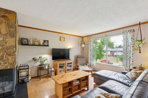 107 Bermuda Drive Nw, Calgary, AB - Indoor Photo Showing Living Room With Fireplace