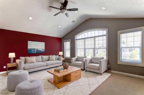 406 Silverado Boulevard Sw, Calgary, AB - Indoor Photo Showing Living Room