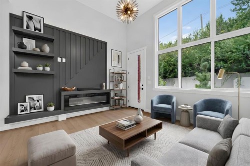 2024 12 Avenue Sw, Calgary, AB - Indoor Photo Showing Living Room With Fireplace