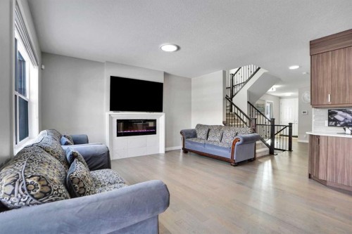 92 Red Embers Terrace Ne, Calgary, AB - Indoor Photo Showing Living Room With Fireplace