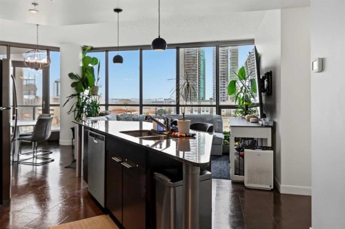 705-220 12 Avenue Se, Calgary, AB - Indoor Photo Showing Kitchen With Double Sink With Upgraded Kitchen