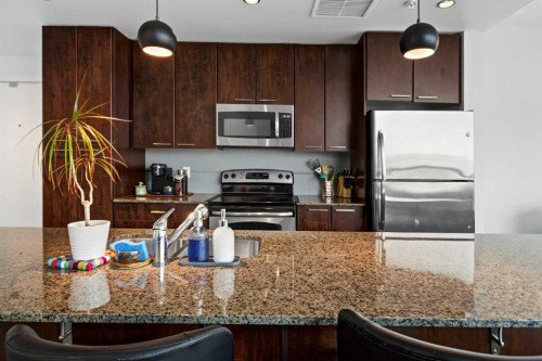 705-220 12 Avenue Se, Calgary, AB - Indoor Photo Showing Kitchen With Double Sink With Upgraded Kitchen
