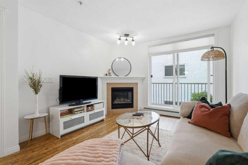 202-1833 11 Avenue Sw, Calgary, AB - Indoor Photo Showing Living Room With Fireplace