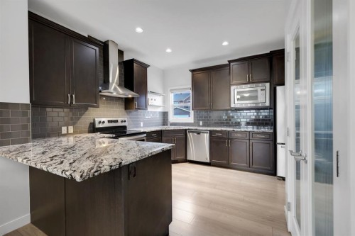 56 Corner Meadows Park Ne, Calgary, AB - Indoor Photo Showing Kitchen With Stainless Steel Kitchen With Upgraded Kitchen