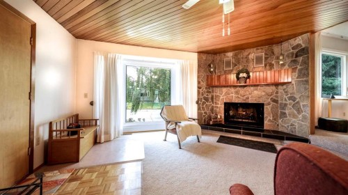 5015 Marchand Crescent Ne, Calgary, AB - Indoor Photo Showing Living Room With Fireplace