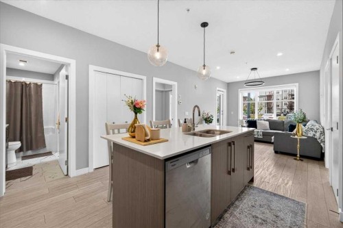 2112-681 Savanna Boulevard Ne, Calgary, AB - Indoor Photo Showing Kitchen With Double Sink
