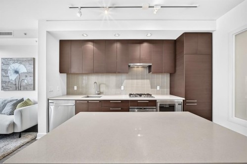 458-222 Riverfront Avenue Sw, Calgary, AB - Indoor Photo Showing Kitchen With Upgraded Kitchen