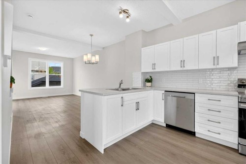 134 New Brighton Landing Se, Calgary, AB - Indoor Photo Showing Kitchen With Double Sink With Upgraded Kitchen