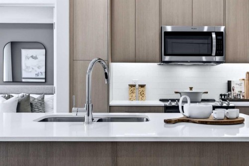 2304-265 Wolf Willow Boulevard Se, Calgary, AB - Indoor Photo Showing Kitchen With Double Sink With Upgraded Kitchen