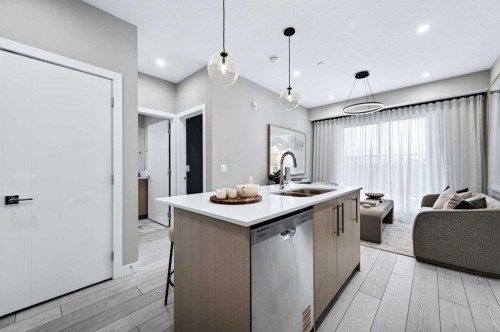 2304-265 Wolf Willow Boulevard Se, Calgary, AB - Indoor Photo Showing Kitchen With Double Sink With Upgraded Kitchen
