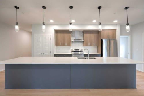 5116-20295 Seton Way Se, Calgary, AB - Indoor Photo Showing Kitchen With Stainless Steel Kitchen With Double Sink With Upgraded Kitchen