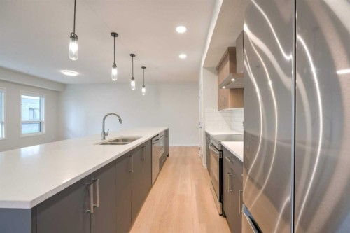 5116-20295 Seton Way Se, Calgary, AB - Indoor Photo Showing Kitchen With Stainless Steel Kitchen With Double Sink With Upgraded Kitchen