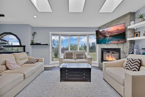 255133 Range Road 281, Rural Rocky View County, AB - Indoor Photo Showing Living Room With Fireplace