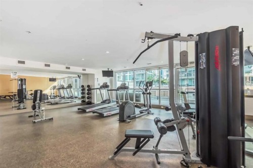 1605-550 Riverfront Avenue Se, Calgary, AB - Indoor Photo Showing Gym Room