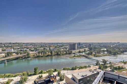 1605-550 Riverfront Avenue Se, Calgary, AB - Outdoor With Body Of Water With View
