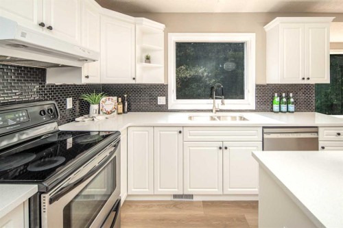 79 Hamptons Heights Nw, Calgary, AB - Indoor Photo Showing Kitchen With Double Sink With Upgraded Kitchen