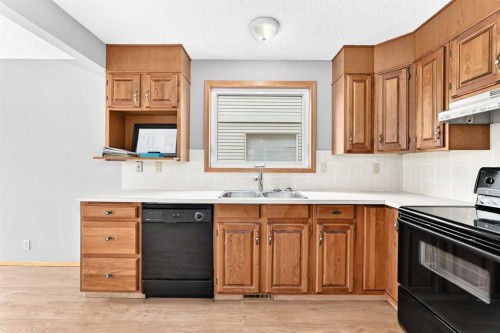 128 Erin Woods Drive Se, Calgary, AB - Indoor Photo Showing Kitchen With Double Sink