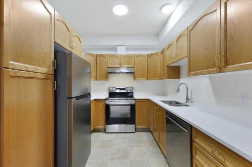 202-4512 52 Avenue, Red Deer, AB - Indoor Photo Showing Kitchen With Double Sink