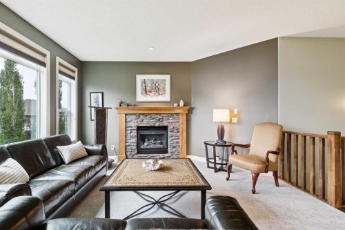 416 High Park Place Nw, High River, AB - Indoor Photo Showing Living Room With Fireplace