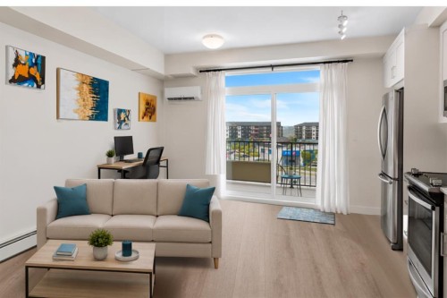408-20 Walgrove Se, Calgary, AB - Indoor Photo Showing Living Room