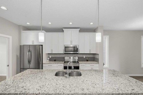 75 Legacy Glen Row Se, Calgary, AB - Indoor Photo Showing Kitchen With Stainless Steel Kitchen With Double Sink With Upgraded Kitchen