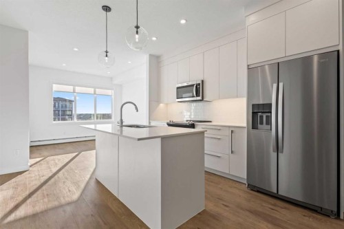 2418-395 Skyview Parkway Ne, Calgary, AB - Indoor Photo Showing Kitchen With Stainless Steel Kitchen With Upgraded Kitchen