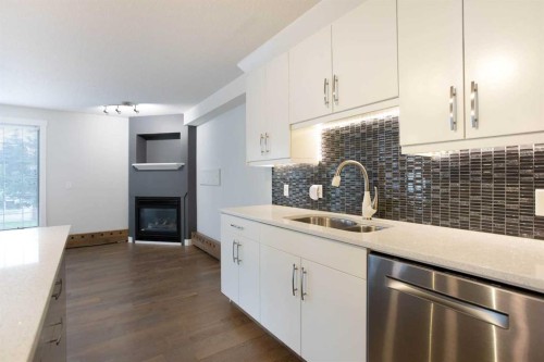 239-8535 Bonaventure Drive Se, Calgary, AB - Indoor Photo Showing Kitchen With Double Sink