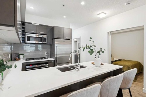 208-323 20 Avenue Sw, Calgary, AB - Indoor Photo Showing Kitchen With Double Sink With Upgraded Kitchen