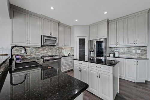 268 Rainbow Falls Way, Chestermere, AB - Indoor Photo Showing Kitchen With Double Sink With Upgraded Kitchen