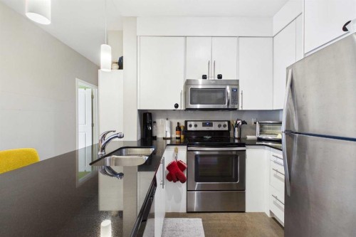 4101-5305 32 Avenue Sw, Calgary, AB - Indoor Photo Showing Kitchen With Stainless Steel Kitchen With Double Sink With Upgraded Kitchen