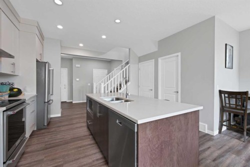 256 Auburn Glen Close Se, Calgary, AB - Indoor Photo Showing Kitchen With Double Sink With Upgraded Kitchen