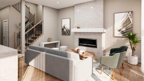 228 Cornerbrook Road Ne, Calgary, AB - Indoor With Fireplace