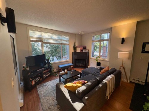 229-910 Centre Avenue Ne, Calgary, AB - Indoor Photo Showing Living Room With Fireplace