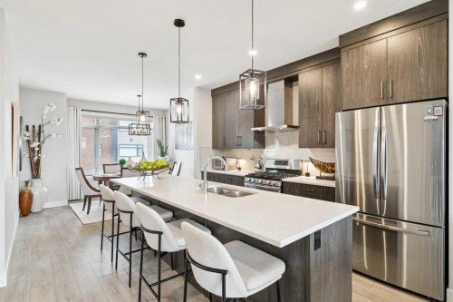 17 Royal Elm Green Nw, Calgary, AB - Indoor Photo Showing Kitchen With Stainless Steel Kitchen With Double Sink With Upgraded Kitchen