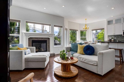 5 Brightonstone Grove Se, Calgary, AB - Indoor Photo Showing Living Room With Fireplace