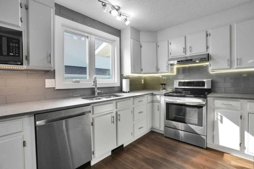 36 Coach Manor Rise Sw, Calgary, AB - Indoor Photo Showing Kitchen With Double Sink