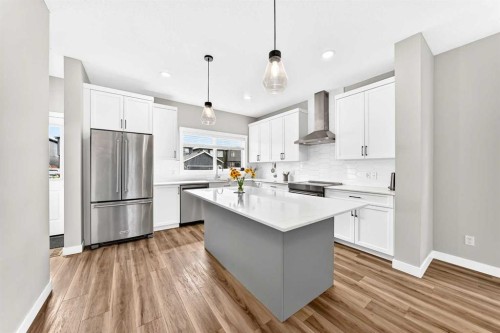 52 Wolf Creek Drive Se, Calgary, AB - Indoor Photo Showing Kitchen With Stainless Steel Kitchen With Upgraded Kitchen