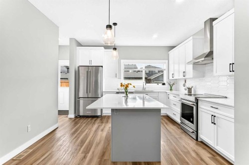 52 Wolf Creek Drive Se, Calgary, AB - Indoor Photo Showing Kitchen With Stainless Steel Kitchen With Upgraded Kitchen