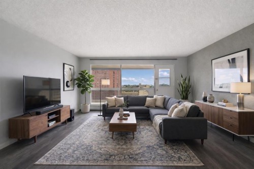2012-221 6 Avenue Se, Calgary, AB - Indoor Photo Showing Living Room