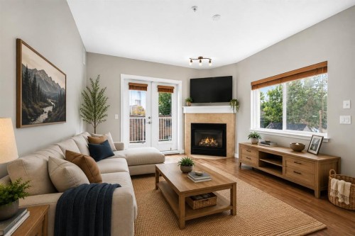 305-509 21 Avenue Sw, Calgary, AB - Indoor Photo Showing Living Room With Fireplace
