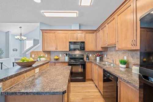219 New Brighton Landing Se, Calgary, AB - Indoor Photo Showing Kitchen With Double Sink