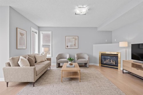 187 Martinvalley Crescent Ne, Calgary, AB - Indoor Photo Showing Living Room With Fireplace