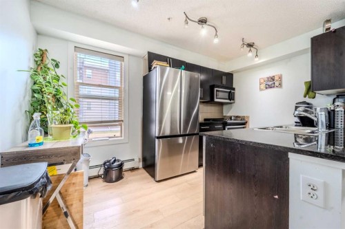 201-7180 80 Avenue Ne, Calgary, AB - Indoor Photo Showing Kitchen With Stainless Steel Kitchen