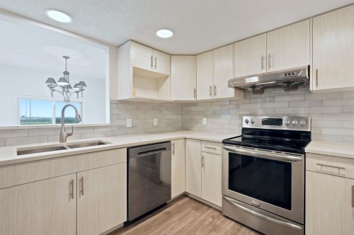 84-5810 Patina Drive Sw, Calgary, AB - Indoor Photo Showing Kitchen With Double Sink With Upgraded Kitchen