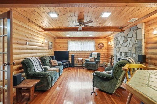 282184 Range Road 31, Rural Rocky View County, AB - Indoor Photo Showing Living Room With Fireplace