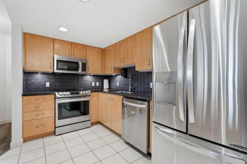 305-1078 6 Avenue Sw, Calgary, AB - Indoor Photo Showing Kitchen With Stainless Steel Kitchen