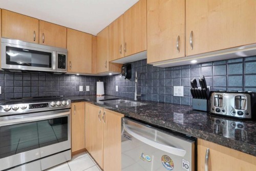 305-1078 6 Avenue Sw, Calgary, AB - Indoor Photo Showing Kitchen With Stainless Steel Kitchen With Double Sink With Upgraded Kitchen