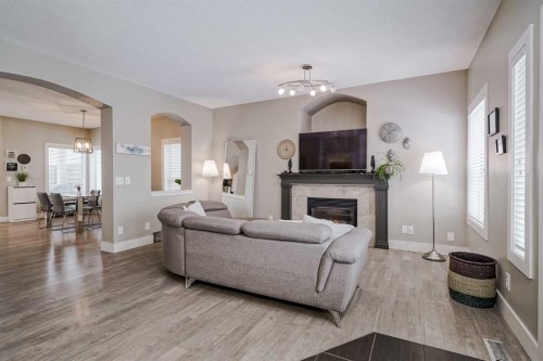 260 Chaparral Ridge Circle Se, Calgary, AB - Indoor Photo Showing Living Room With Fireplace