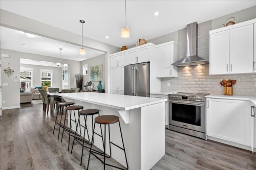 163 Copperleaf Way Se, Calgary, AB - Indoor Photo Showing Kitchen With Stainless Steel Kitchen With Upgraded Kitchen