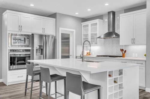 49 Creekside Avenue Sw, Calgary, AB - Indoor Photo Showing Kitchen With Upgraded Kitchen